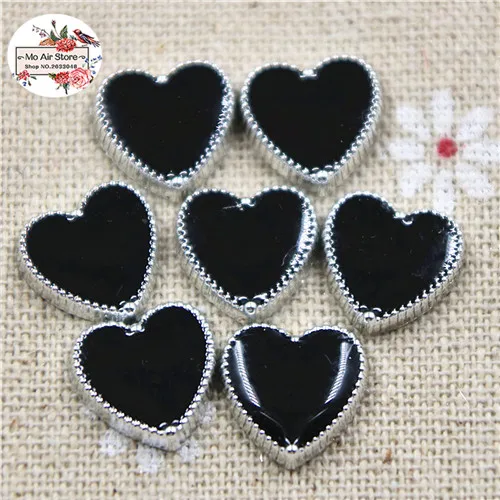 black 50pcs 50 шт. 12,5 мм Сердце многоцветные плоские кнопки домашние фигурки для сада Кабошон Скрапбукинг DIY аксессуары - Цвет: black 50pcs
