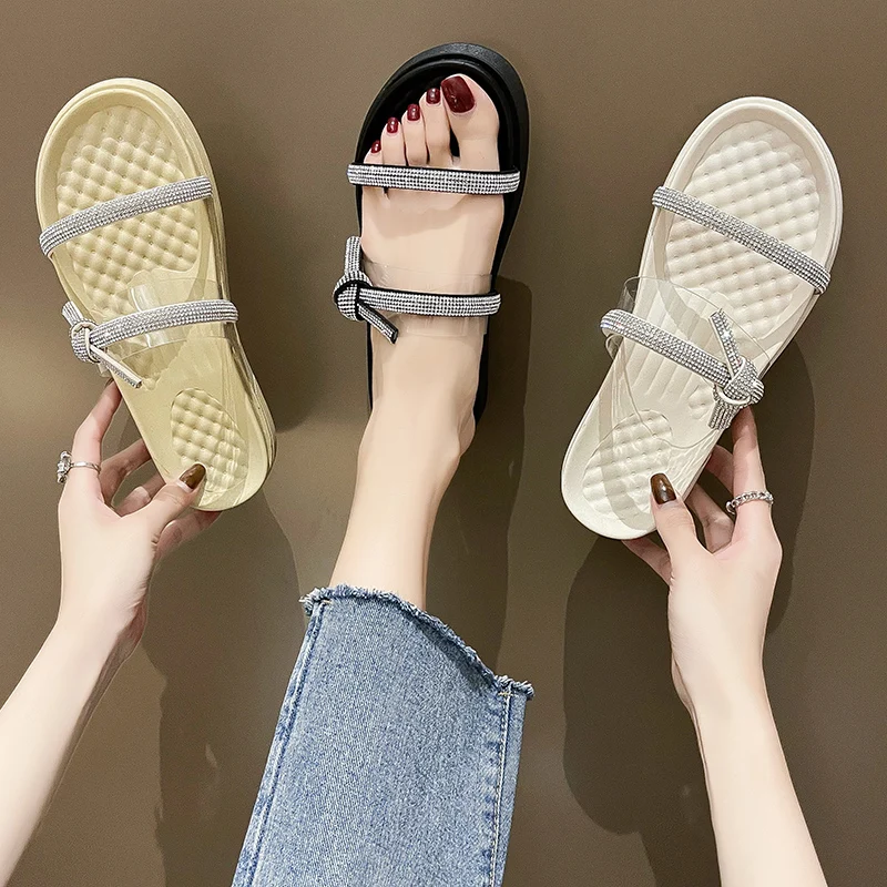 

Shoes Slippers Flat Slides Med Slipers Women Fashion Platform 2021 Luxury Rubber Soft Rome PU Bonded Leather Female Shoes Slippe