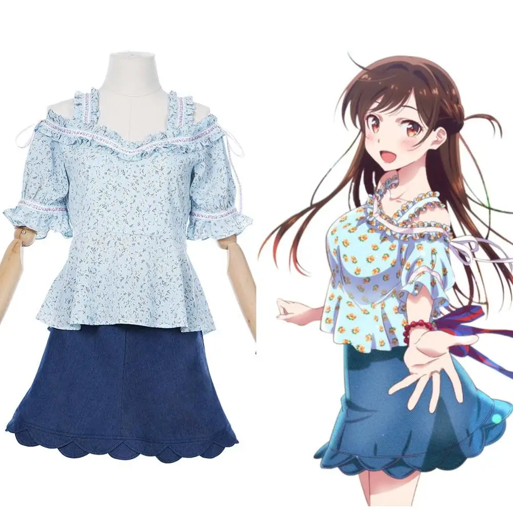 

Rent A Girlfriend Ichinose Chizuru/Mizuhara Chizuru Cosplay Costume Girl Top+Skirt Suit Halloween Carnival Costumes