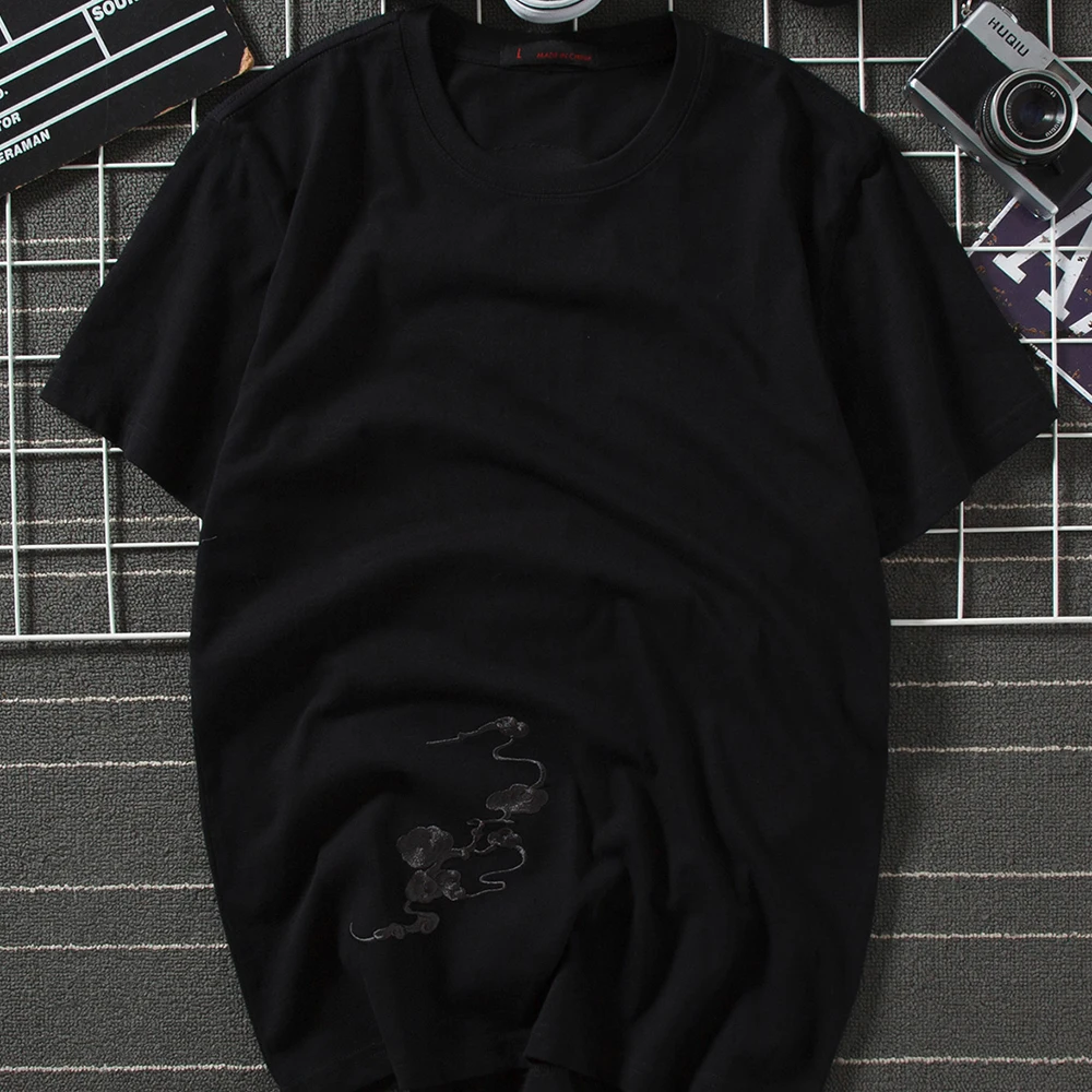 Футболка мужская с вышивкой дракона Yokosuka в японском стиле новинка 2020 летняя