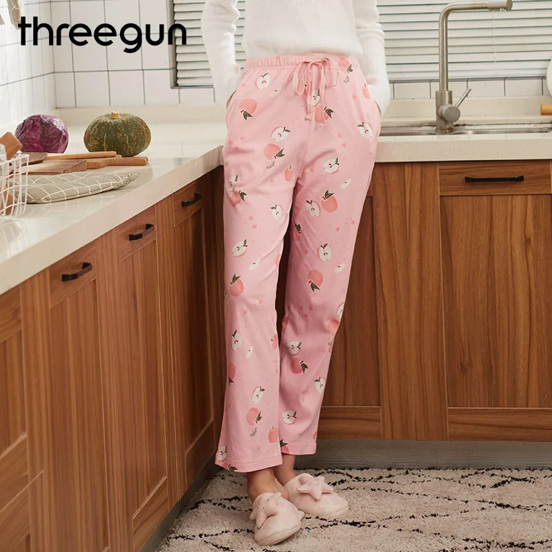 THREEGUN пижамные штаны женские Осенние новые с принтом мягкие высокой талией
