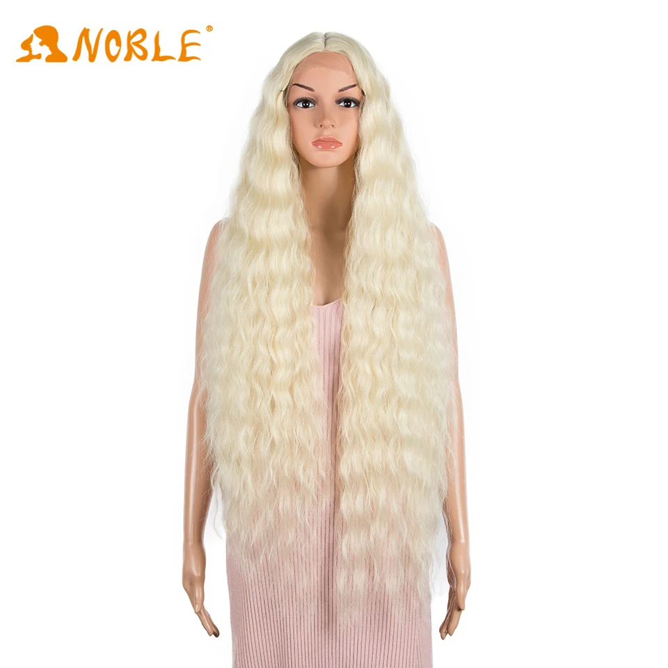 

Noble Girl Synthetic Hair Wig 42 inch Super Long Curly Wave Machine-Made Wig Water Wave 613 blond For Women Heat Resistant wig