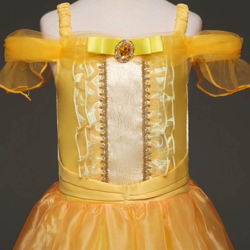 Children Clothing Golden Cosplay Clothes Tulle Gowns Eveving Party Princess Dress 5-14Year Teen Costume | Детская одежда и обувь