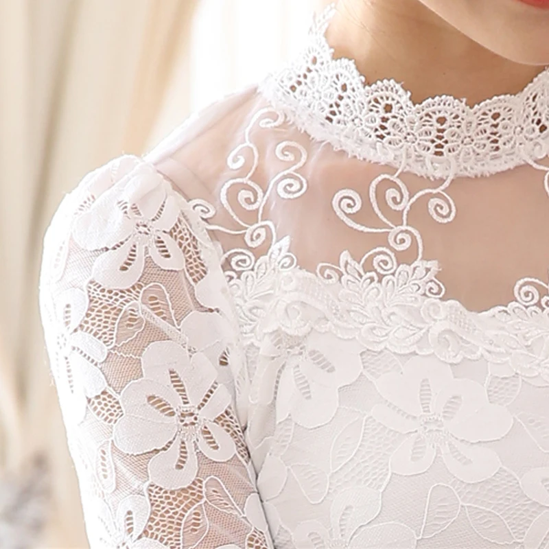 

Blouse Women Turtleneck Lace Autumn Winter Women's Long Sleeves plus Size Top T-shirt Blusas Mujer De Moda