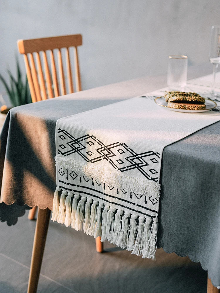 

Linen Christmas Table Flags Merry Christmas Table Decor for Home Merry Xmas Table Mat Xmas Elk Tablecloth Table Cover Noel