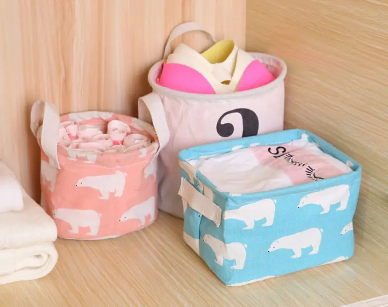 Корзина для хранения DIY рабочего стола для Складывания Белья игрушки коробки для хранения нижнее белье косметический Органайзер для белья корзина 17x14 см S08