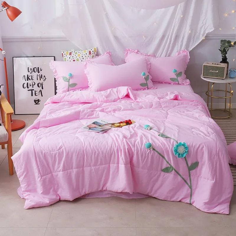 Летнее одеяло 4 шт. наволочка ручной работы с цветами листьями лотоса комфортное