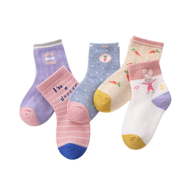 5 пар/лот, Детские хлопковые носки Kawaii на осень и зиму, модные теплые спортивные носки с мультипликационным принтом для мальчиков и девочек, подарки для детей, CN - Цвет: A1008