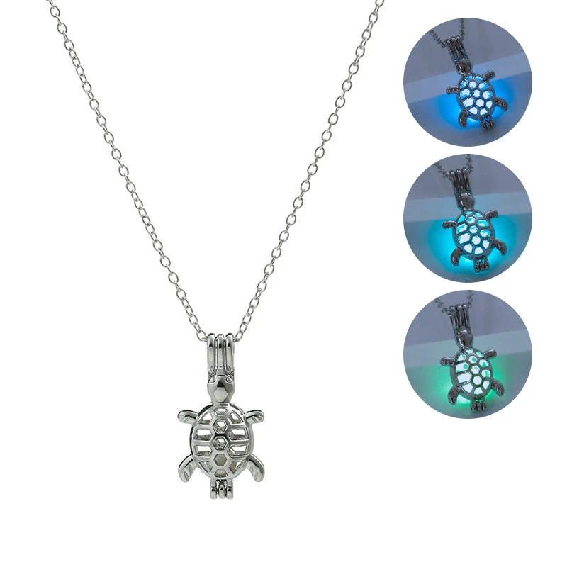 Светящееся ожерелье с подвеской в виде черепахи винтажное животным светящееся