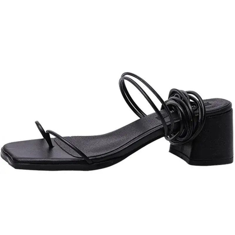 

Women's Sandal Cross-strap Lace-up Modern Sandals 2021 Summer Clip Toe Lady Shoes Solid Thick Heels Gladiator Sandals Women