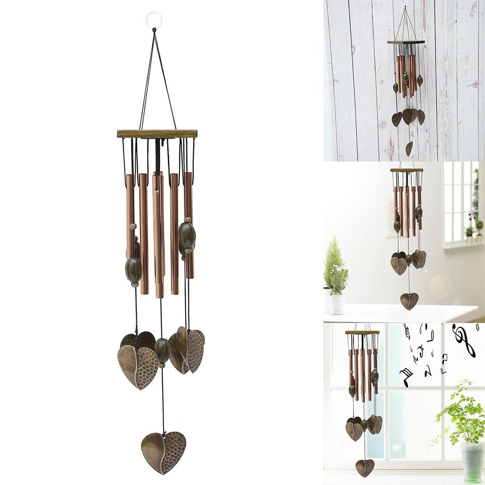 

Antique House- Love Heart 8 Tubes/Fish Copper 6 Bells Relaxing Windchime Campanula Outdoor Living Yard Garden Decor Wind Chimes