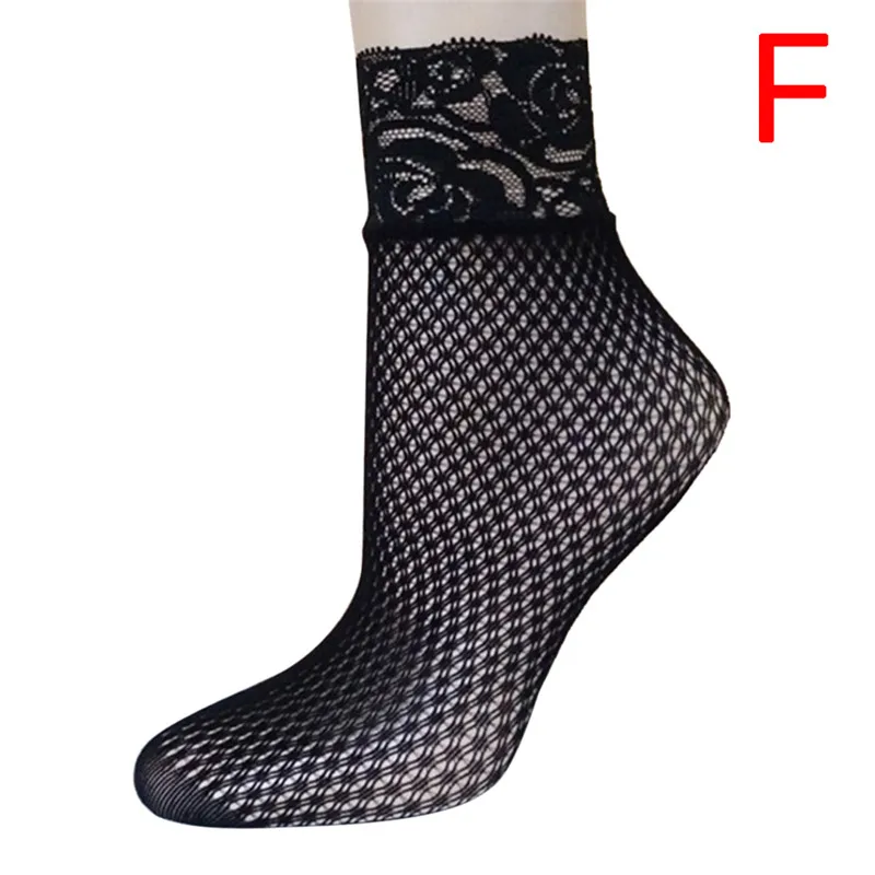 

Women Fishnet Socks Grid Short Socks Black Thin Hollow Lattice Geometry Summer Breathable Net Socks