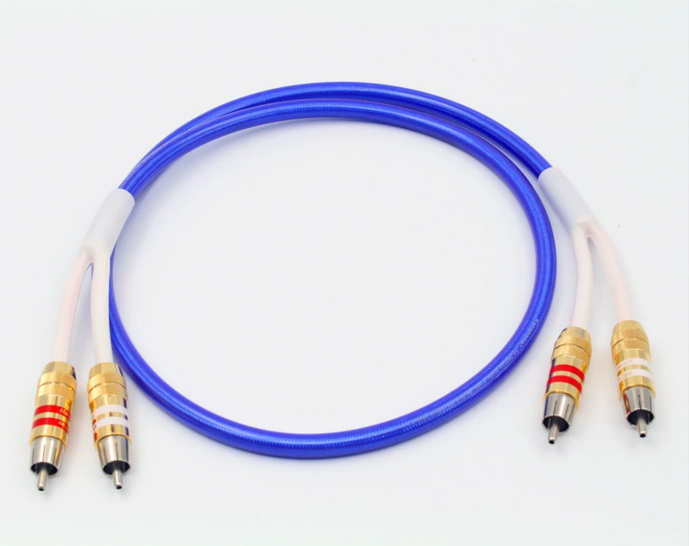 Hi Fi 2RCA для кабель end 4 ядра провод из бескислородной Медь посеребренные двойные RCA