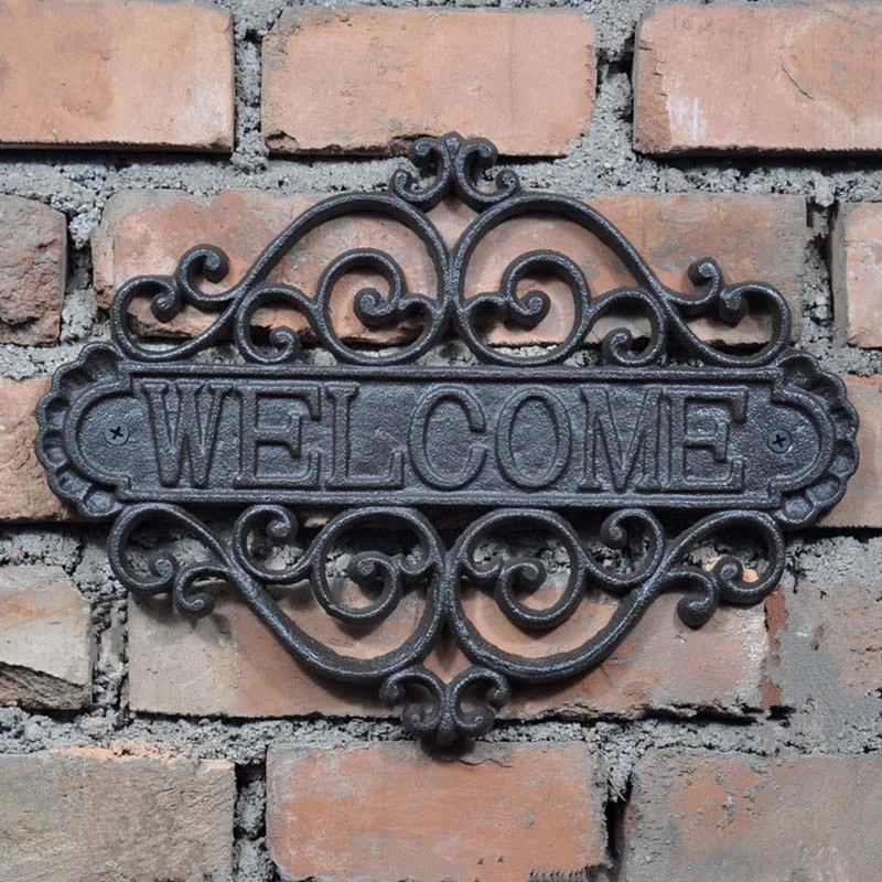 Welcome Sign Wall Plaque Home Garden Outdoor Hanging Decor Decorative Creative Retro Shop Signs Cast Iron Country Cottage House | Дом и сад