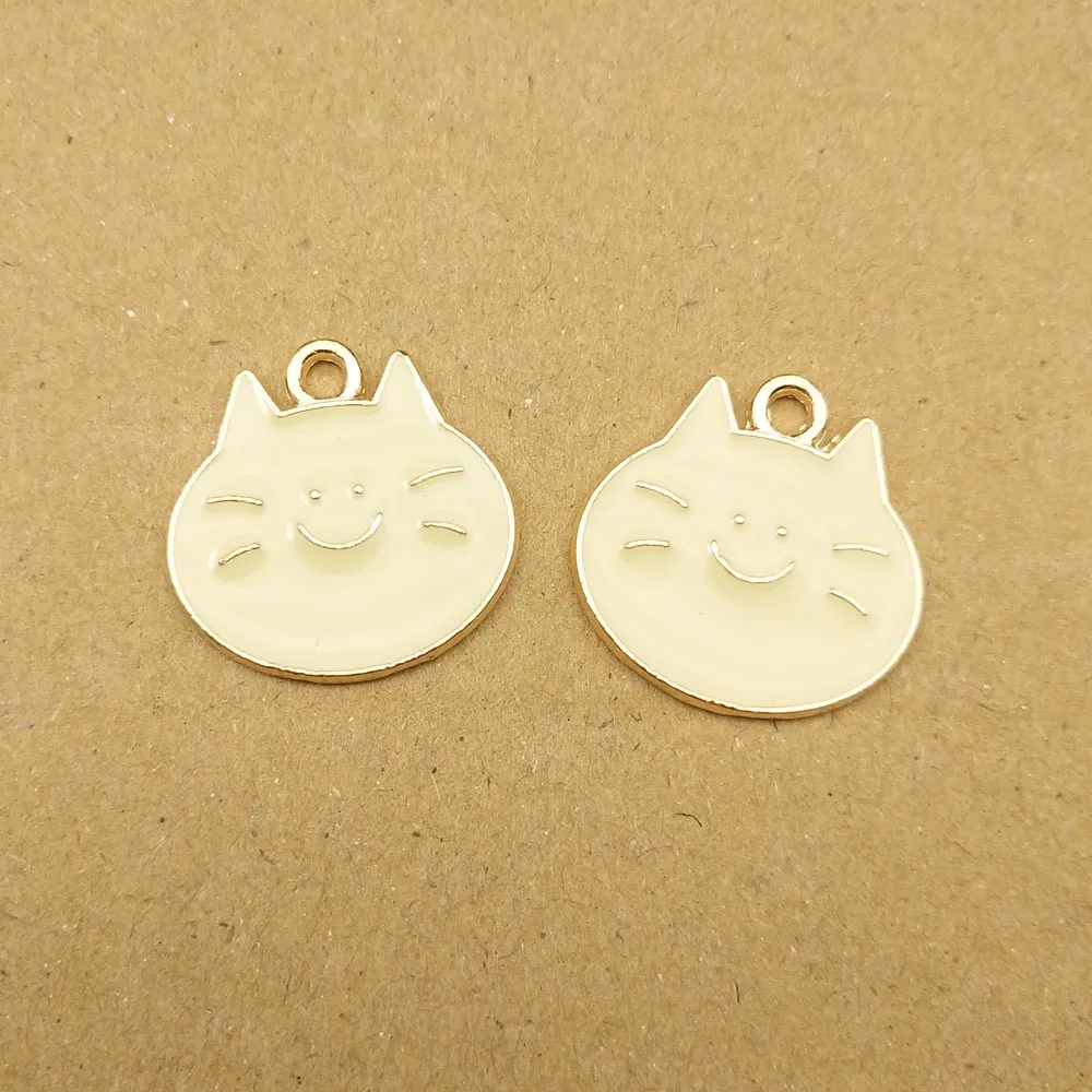 

10pcs 19x19mm enamel cat charms for jewelry making and crafting cute earring pendant necklace bracelet charms