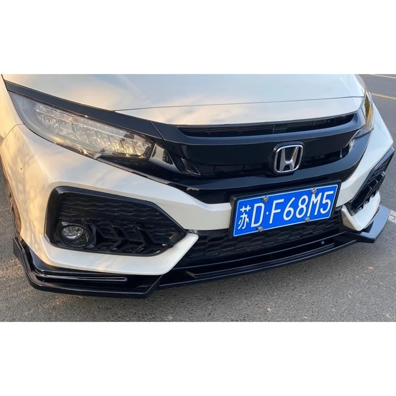 

Передняя губа переднего корпуса для Honda Civic X 10 хэтчбек 2016-2019 ABS глянцевый черный/углеродное волокно