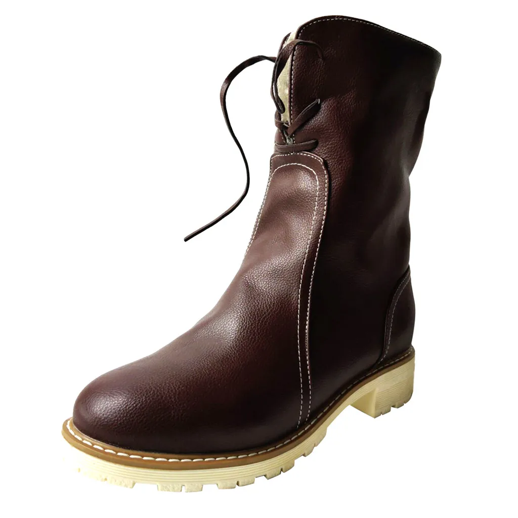 Зимние сапоги теплые меховые ботинки с плюшевой стелькой женские модные