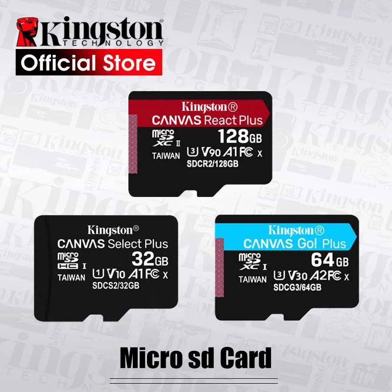 Kingston Карта памяти Micro SD, класс 10, 16 ГБ, 32 ГБ, 64 ГБ