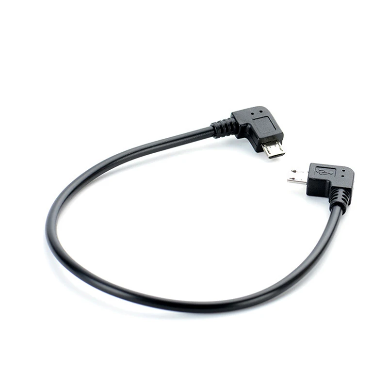 

Left Angle 90 Degree Micro USB Male to Male Cable Converter OTG Adapter Cord 25cm Cable Black