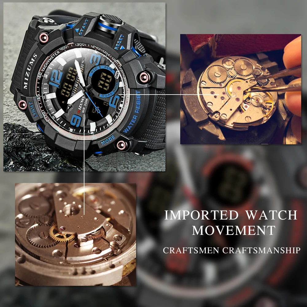 MIZUMS спортивные часы для мужчин водонепроницаемые цифровые со светодиодами