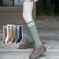 pure cotton womens two bar calf sports stocking shaping trend sweat absorbent anti friction vertical strip cotton women socks
