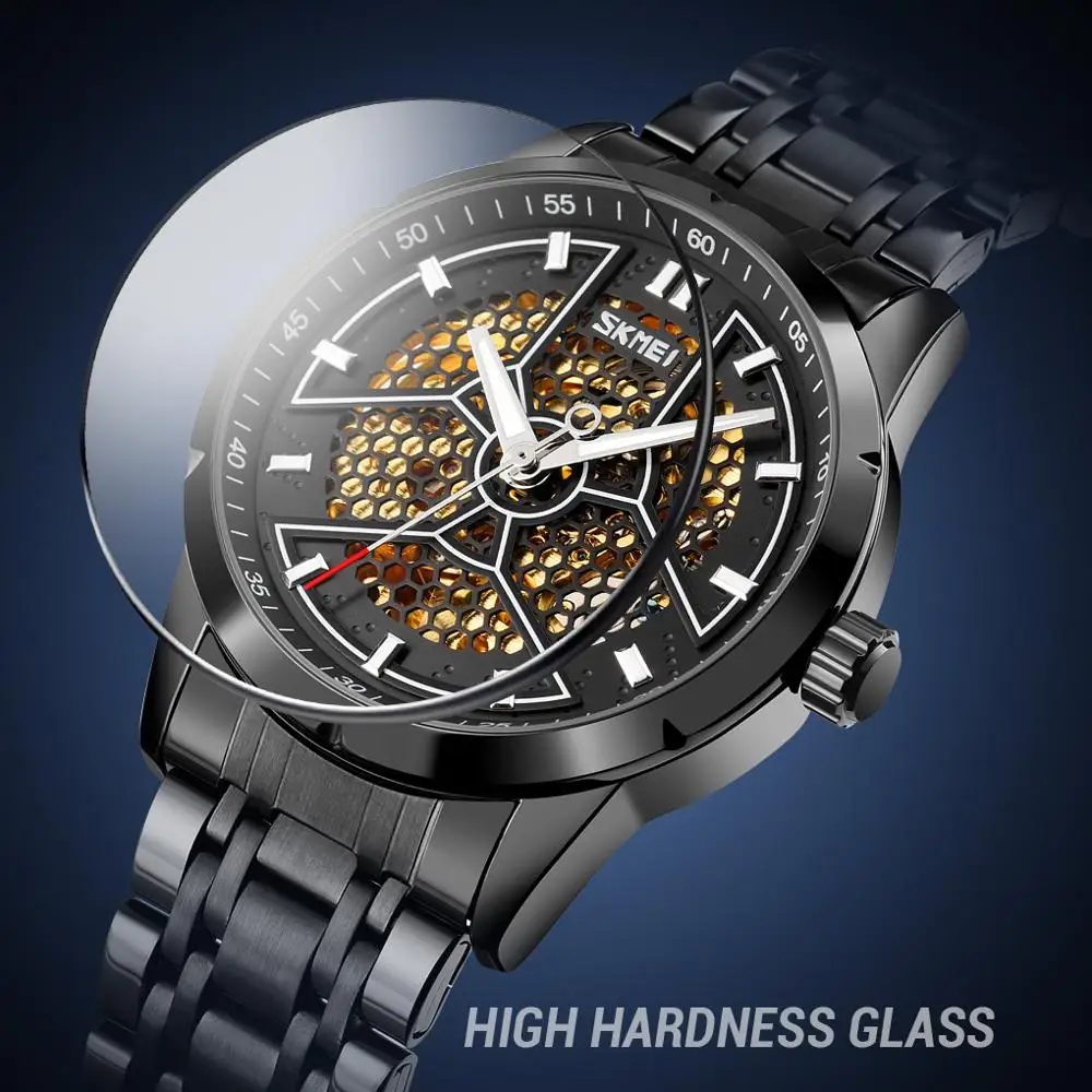 

SKMEI 9225 Stainless Steel Men Mechanical Wristwatch Fashion Creativity Dial Skeleton Male Watch Top Brand Automatic Watches