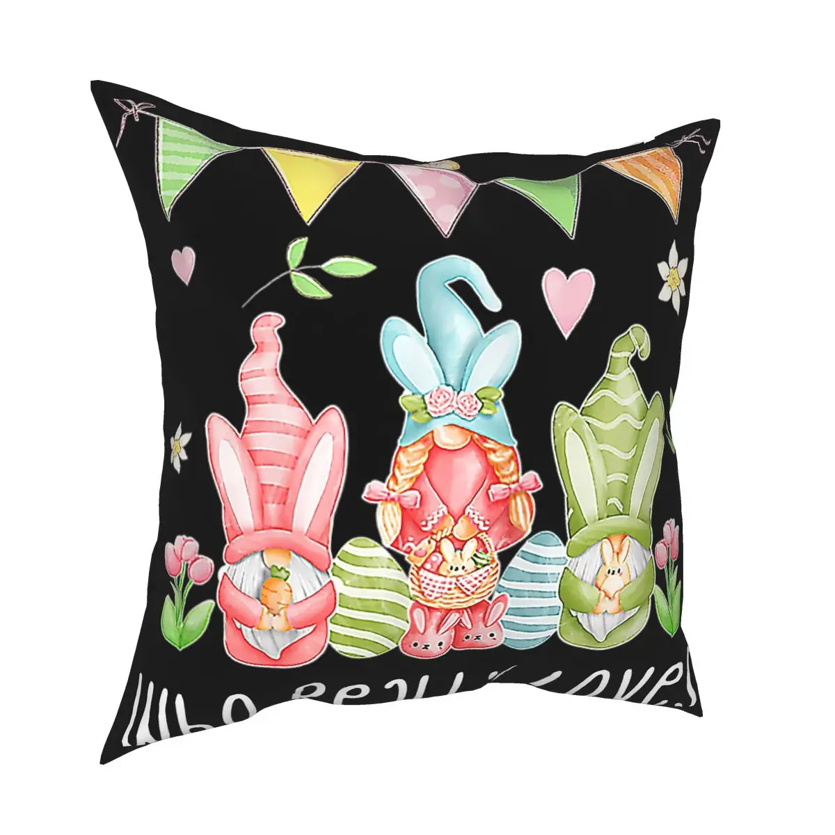 

Just A Girl Who Really Loves Easter Gnomes Square Pillow Case Decorative Pillow Easter Egg Fashion Pillowcover Home Decor