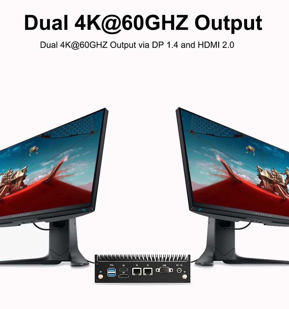 Мини-ПК безвентиляторный дизайн intel core i5 i7 двойная локальная сеть двойной выход 4K