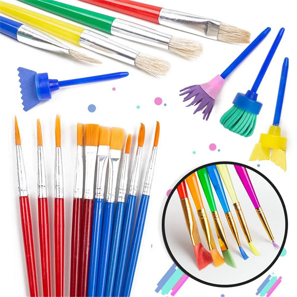 

34pcs Kids Paint Supplies Paint Cups Palette Tray Multi Sizes Paint Pen Brushes Set School Art Party Kids Gift