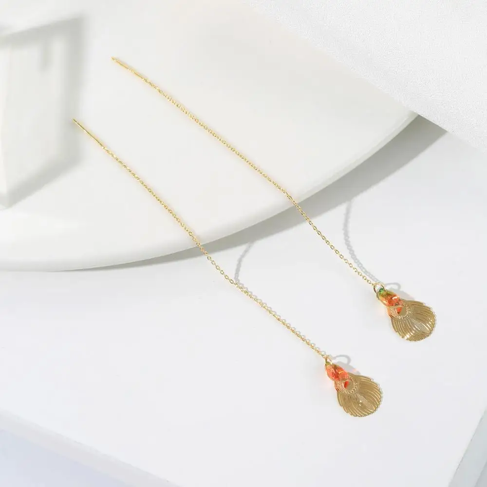 Ювелирные изделия Neoglory Золотое перо павлина и Длинная кисточка из кубического