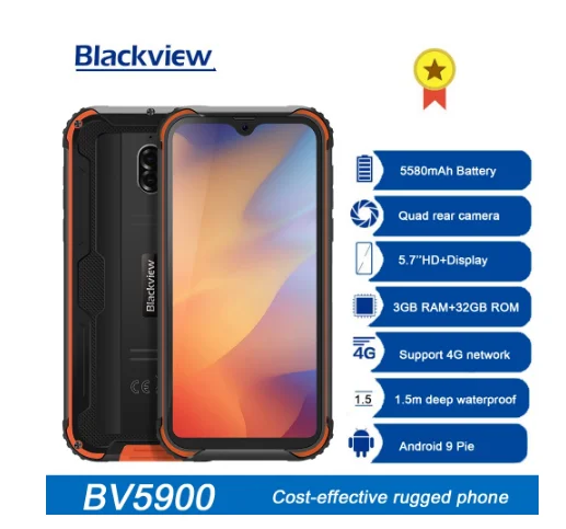 

Blackview BV5900 Rugged Smartphone 5.7" 3GB RAM 32GB ROM NFC 4G LTE MT6761 Android 9.0 5580mAh IP68 Waterproof Mobile Phone