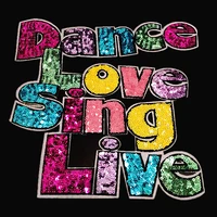 t shirt women patch color sequins 240mm letter dance sing deal with it iron on patches for clothing fabric stickers freeshipping