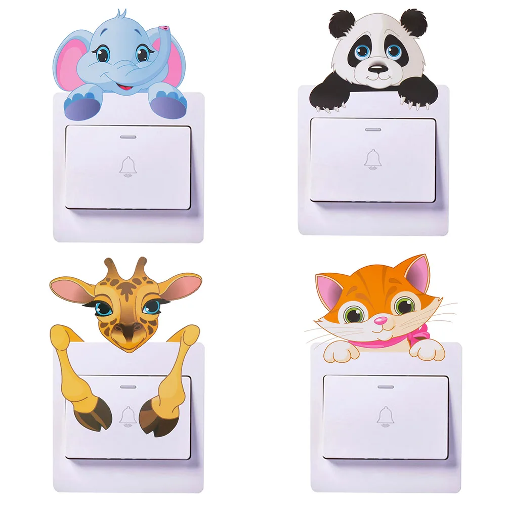Милые животные слон кошка панда жираф светлые наклейки для детской комнаты