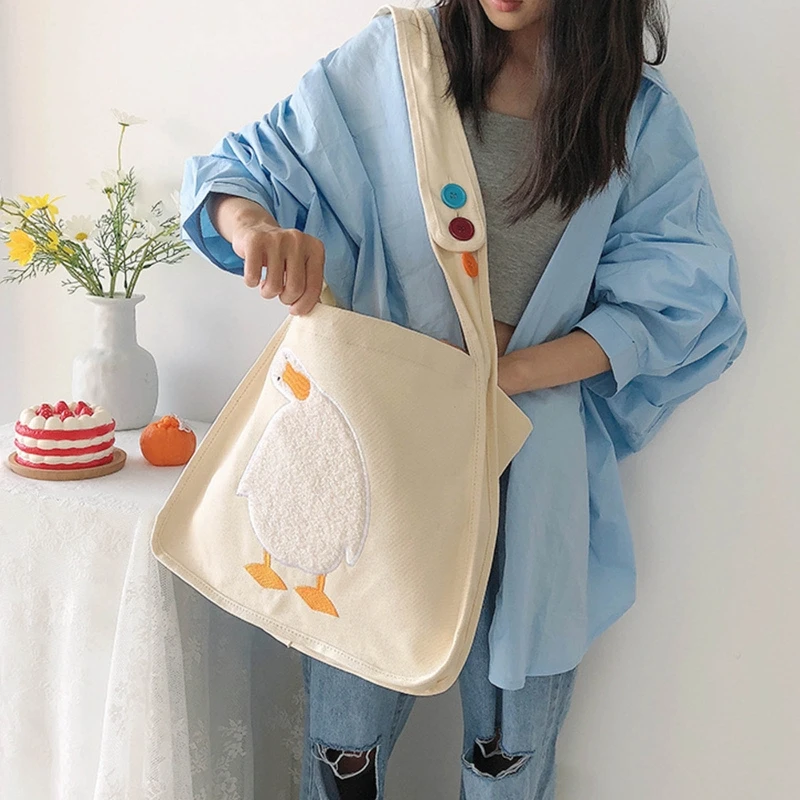 

Women Cartoon Canvas Embroidery Shoulder Crossbody Bag Tote Satchel Shopping Bag X5XA