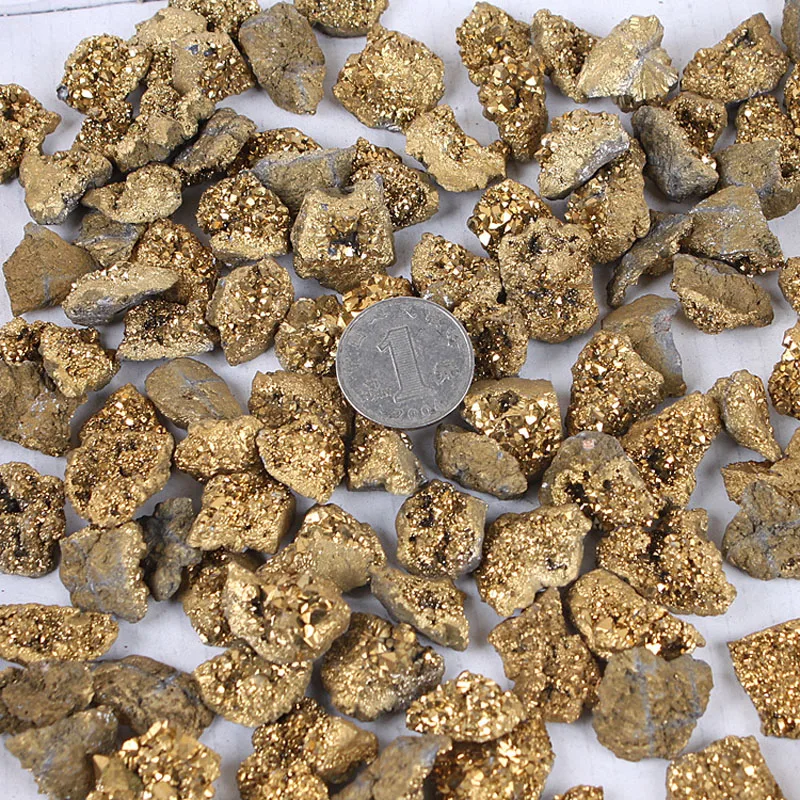 Натуральный натуральный золотой Титан аура геодезы Агат Минеральный Камень руды