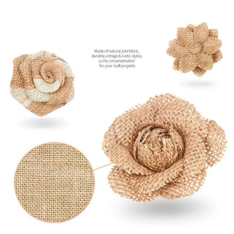 24 шт. джутовых шнурков цветы 8 видов стилей натуральный ручной работы деревенский