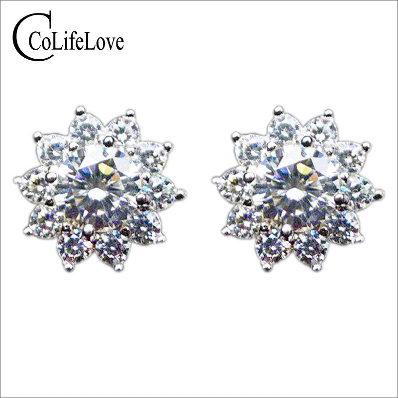 

925 silver Moissanite stud earrings for office 0.5 ct Round Brilliant cut Moissanite earrings sterling silver Moissanite jewelry