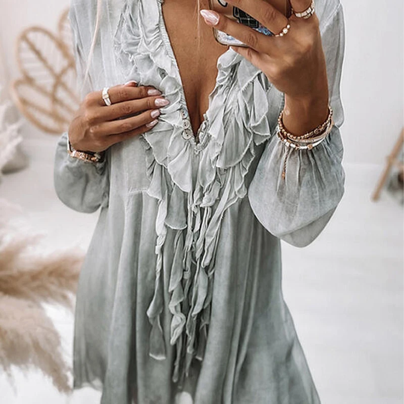 

Yingguiren 2021 New Loose Shirt Fashion Lapel Long-Sleeved Sunscreen Chiffon Shirt Elegant Pullover Blouse Temperament Commuting