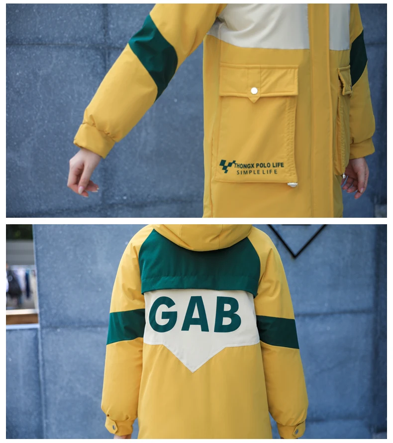 

Plus Size Down Cotton Parka Coat Women Korean New Warm Jacket Big Pocket Womens Casual Loose Cotton Coat Long Hooded Cotton Coat