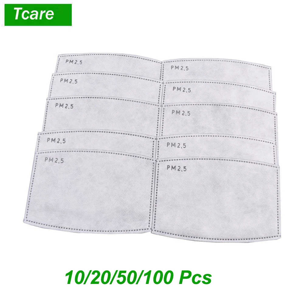 Tcare 10 шт./лот 5 слоев PM2.5 Фильтр Бумага маски активированного угля для взрослых и