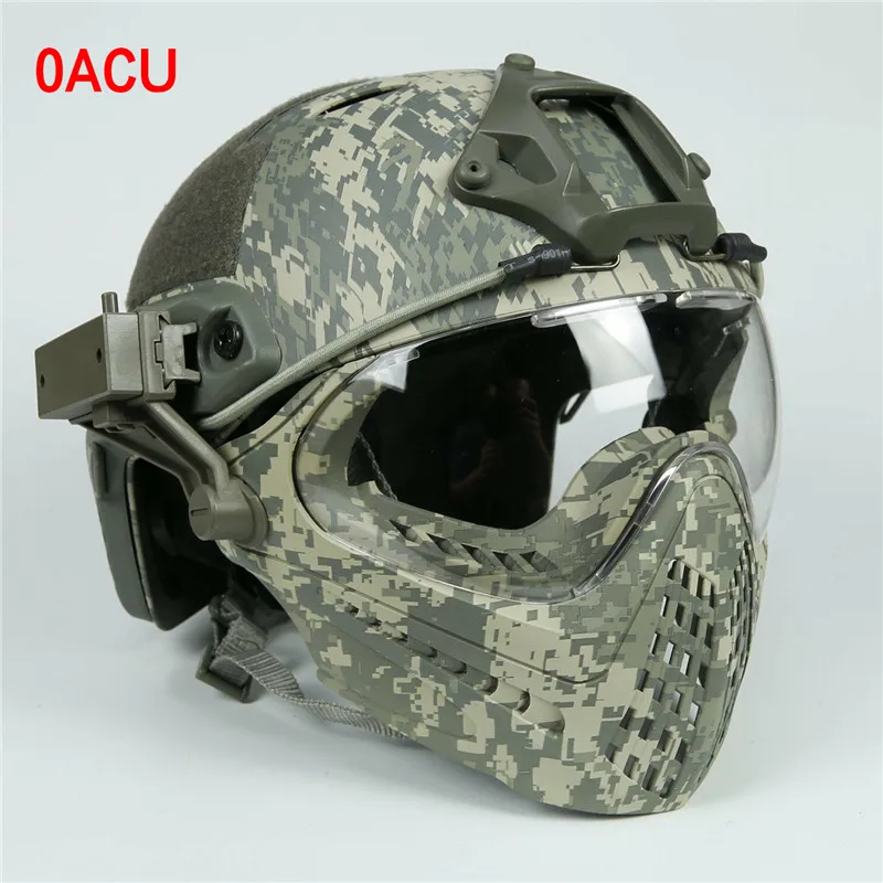 0ACU New Military Tactical Protective Helmet Airsoft Full Face Protection with Goggle Len Full Face Motorcycle Helmet - Цвет: 0ACU