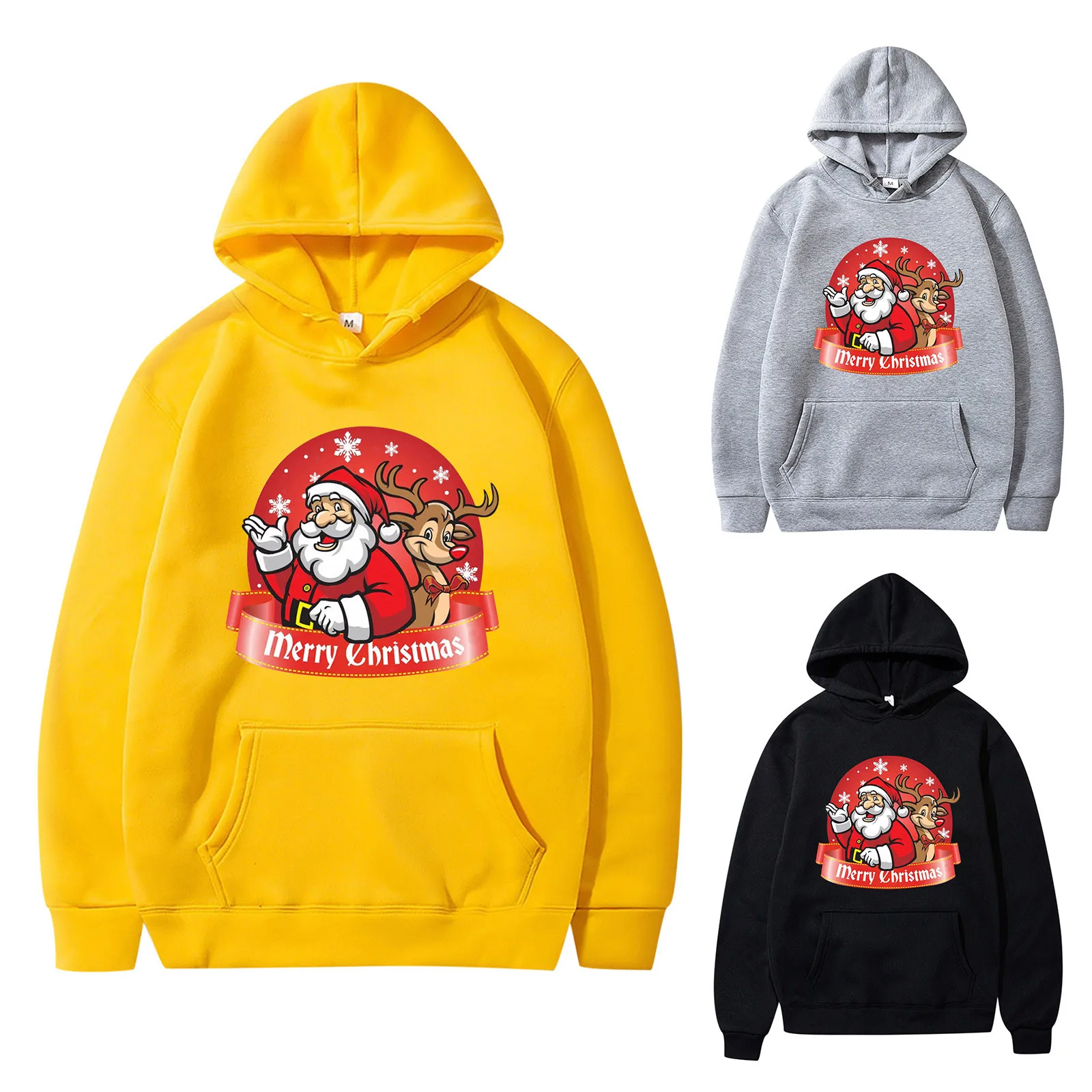 

Женское утолщенное рождественское пальто, теплое плюшевое пальто с длинным рукавом, толстовка с капюшоном в виде Санта-Клауса, пуловер, кур...