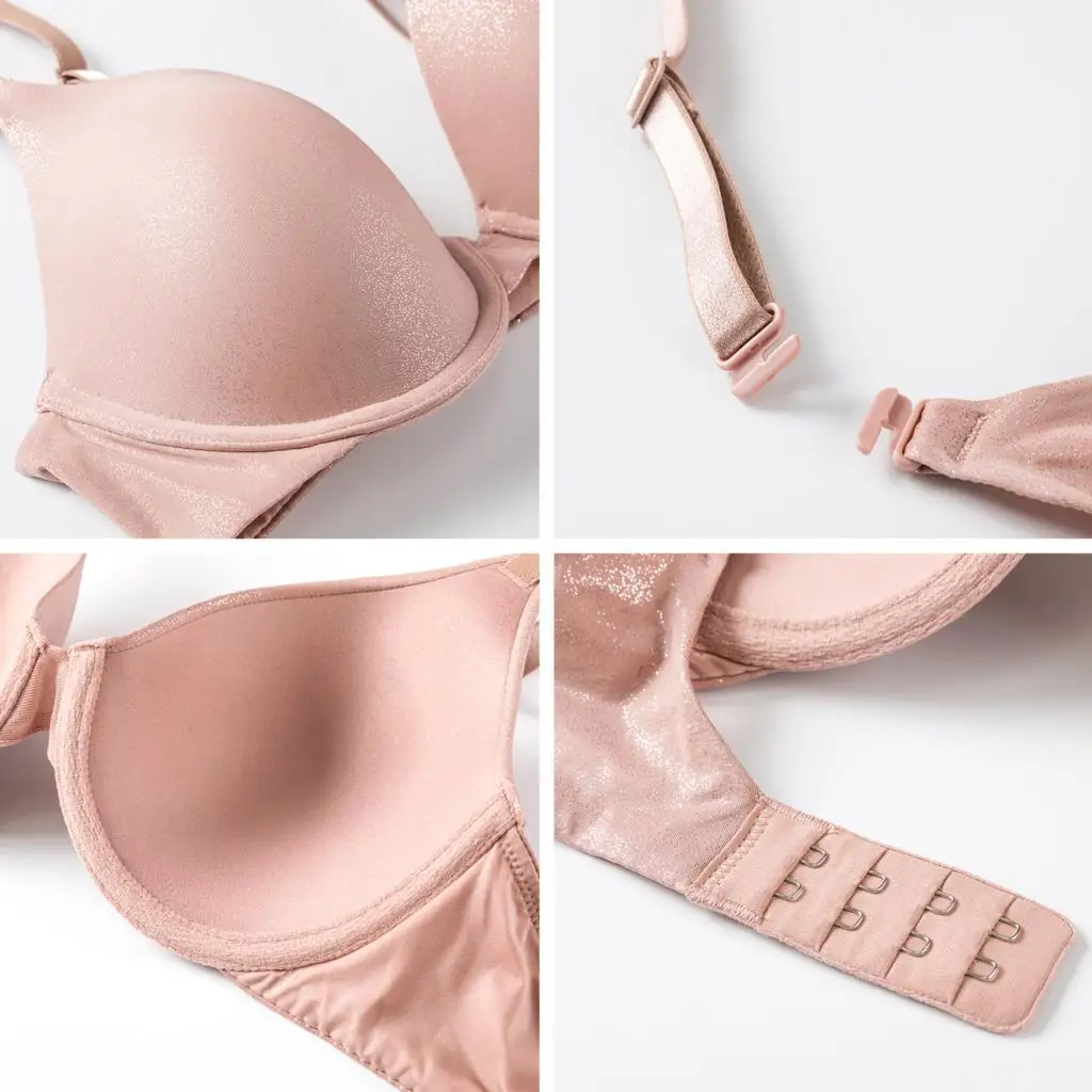 DOBREVA Women's T-shirt Bra Smooth Basic Underwired Plunge Lightly Lined Seamless Demi Bralettes DD E