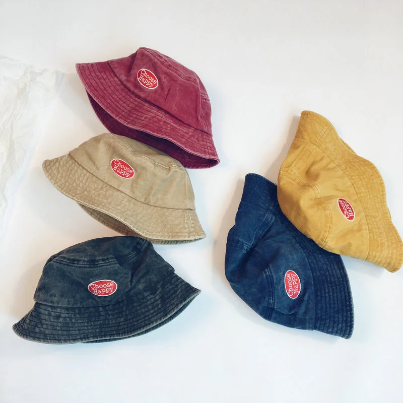 

Новинка 2021, модная популярная Стильная летняя детская шапка, Корейская Потертая джинсовая шапка с надписью, Детские рыбацкие шапки 3-8 Ye