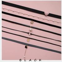 gothic punk style velvet tattoo lace choker long black choker collar necklace pendant jewelry women party gift
