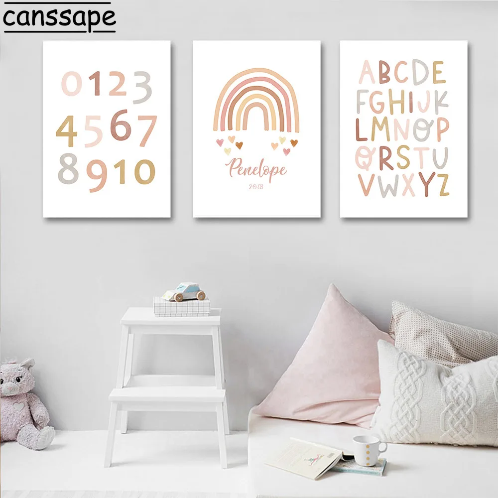 АБС пластик плакат с алфавитом пользовательское имя дату рождения картина