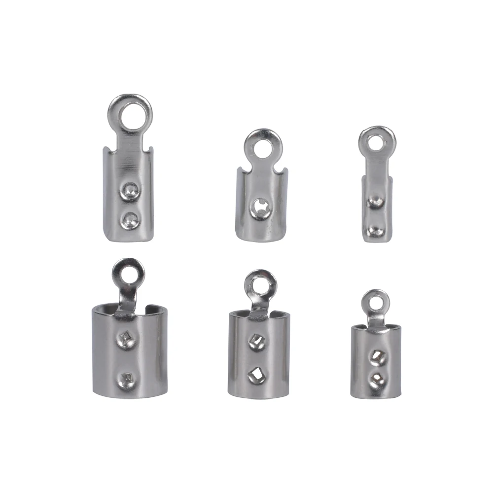 

50Pcs/Lot Stainless Steel Crimp Cord End Caps Fastener Bracelet Necklace Clasps Hooks Connectors For Jewelry Making Supplies