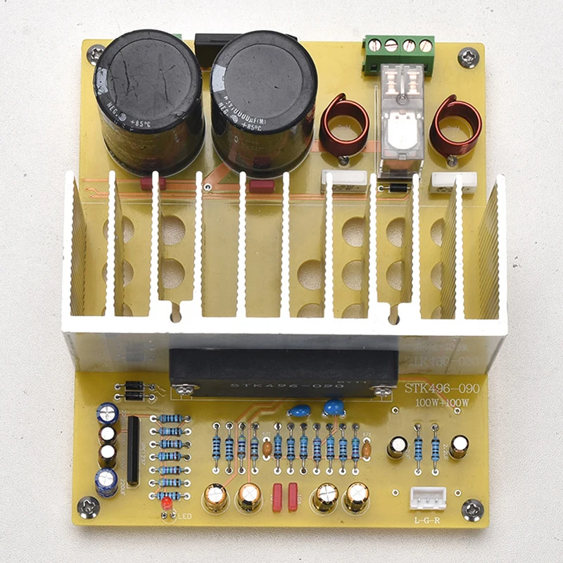 

Vogue 2X100W AC Dual 24-36V Low Distortion Amplifier Board High-power Thick Film STK496-090 Amplifier Test Finished Board