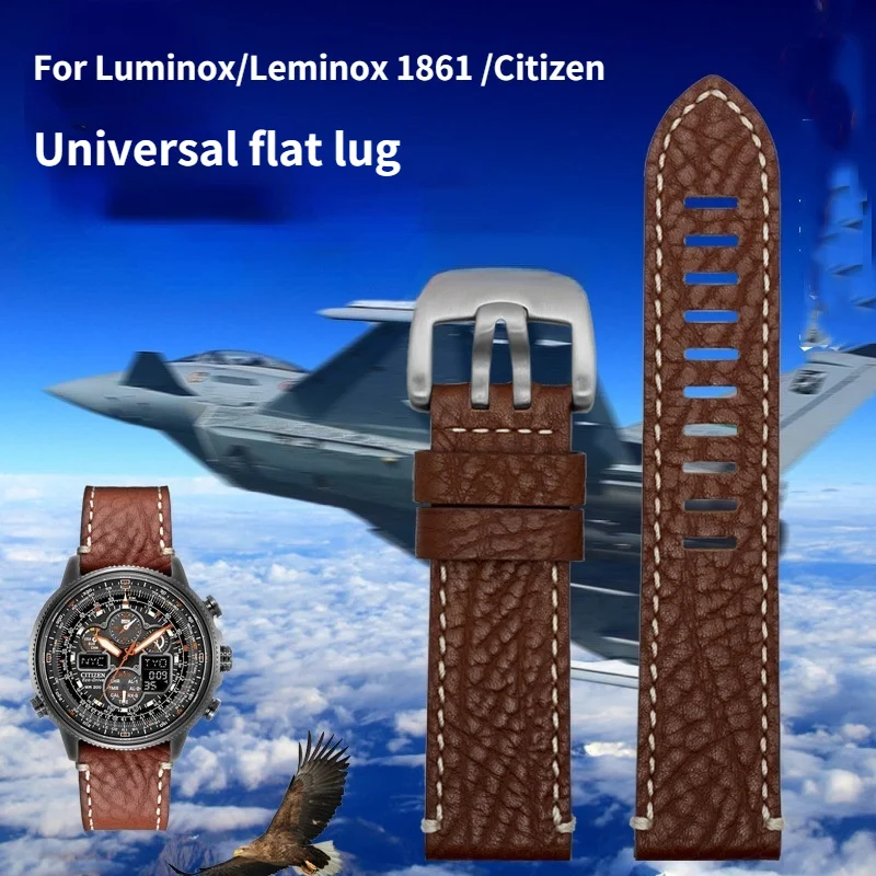 Top layer Genuine leather watch strap for Luminox 3051  Leminox 1861 831 1881， Citizen Cowhide strap accessories 23mm