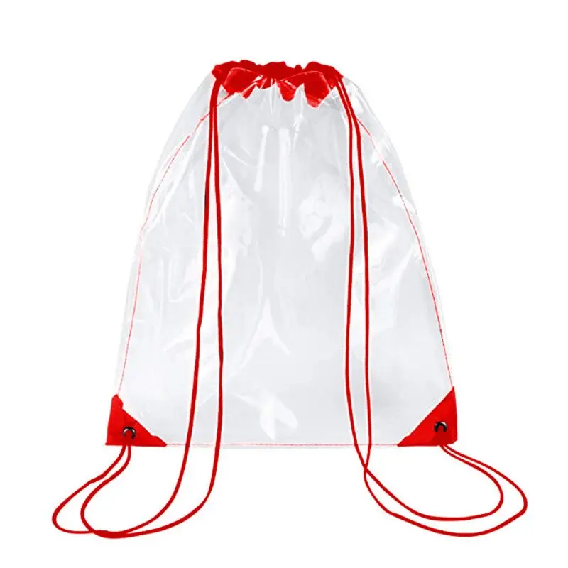 

New Transparent Drawstring Backpack School Tote Gym Bag Sport Pack